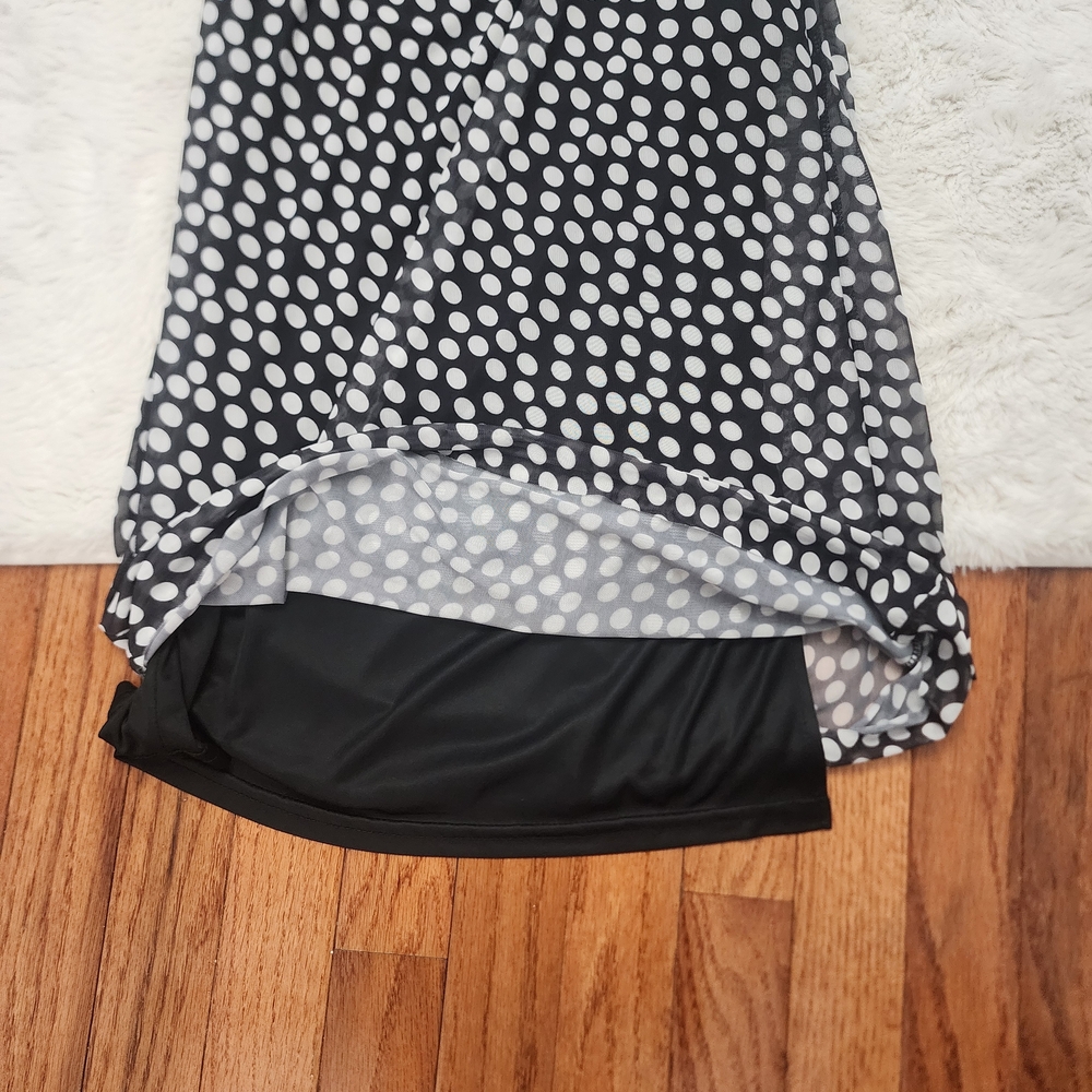 Zara Black and White Polka Dot Long Sleeve Maxi Dress - Picture 7 of 16